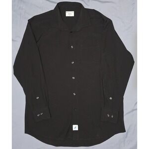 &Collar Mens Large Black Range Shirt Quick Dry Button‎ Up Long Sleeve Stretch